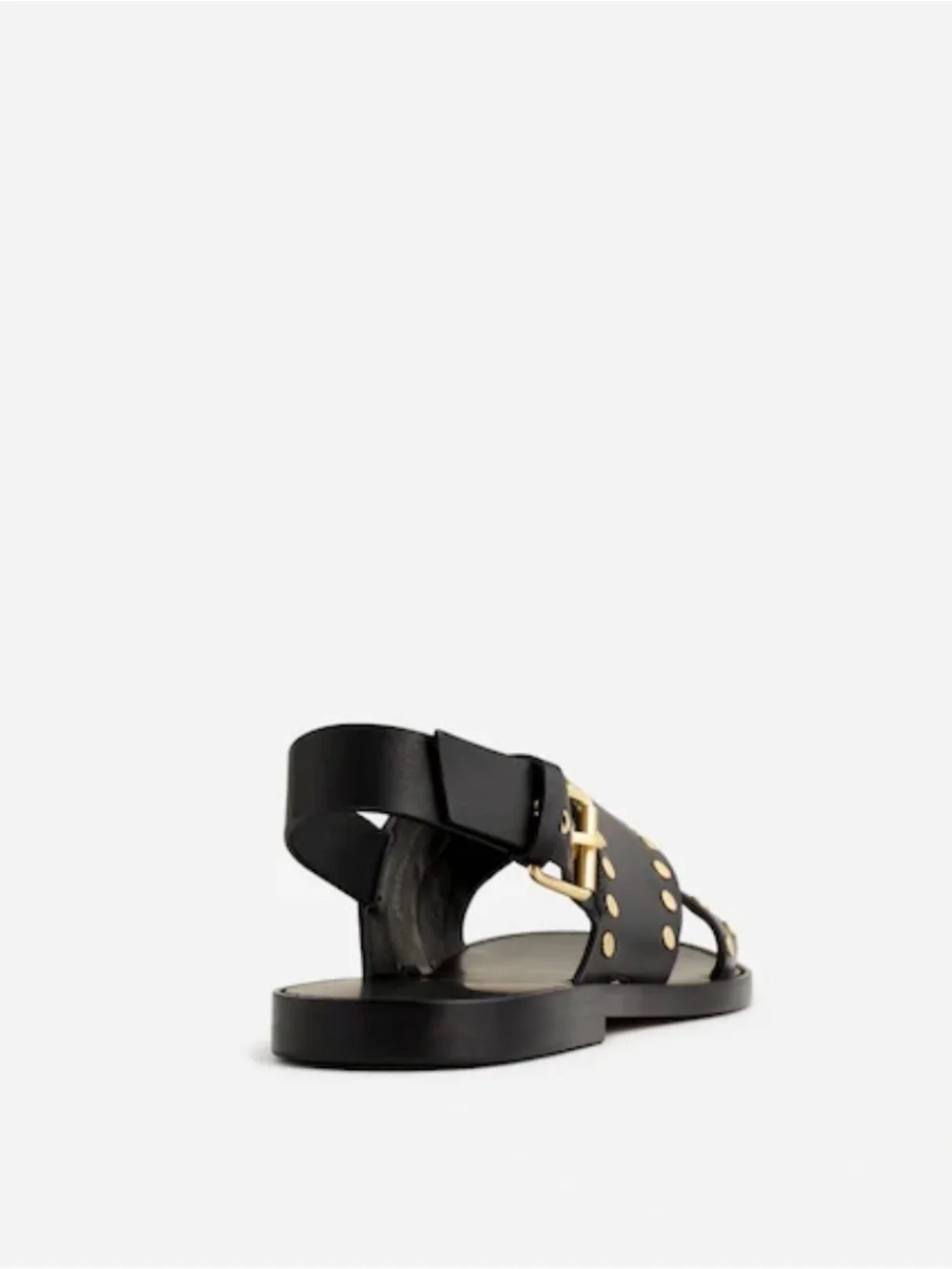 Madewell Black Leather Cross-Strap Sandals with Gold Studs